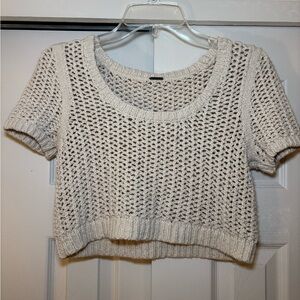 Free People Cream Knit Cropped Sweater